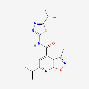 molecular formula C16H19N5O2S B12186472 3-methyl-6-(propan-2-yl)-N-[(2E)-5-(propan-2-yl)-1,3,4-thiadiazol-2(3H)-ylidene][1,2]oxazolo[5,4-b]pyridine-4-carboxamide 