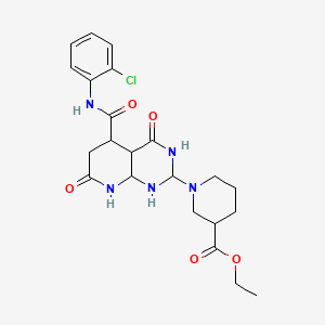 molecular formula C22H28ClN5O5 B12186531 Ethyl 1-[5-[(2-chlorophenyl)carbamoyl]-4,7-dioxo-1,2,3,4a,5,6,8,8a-octahydropyrido[2,3-d]pyrimidin-2-yl]piperidine-3-carboxylate 
