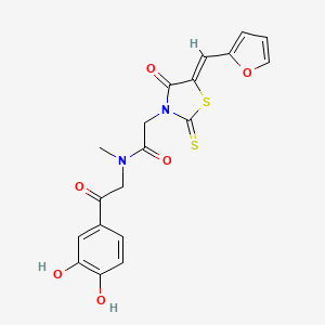 molecular formula C19H16N2O6S2 B12186622 N-[2-(3,4-dihydroxyphenyl)-2-oxoethyl]-2-[(5Z)-5-(furan-2-ylmethylidene)-4-oxo-2-thioxo-1,3-thiazolidin-3-yl]-N-methylacetamide 