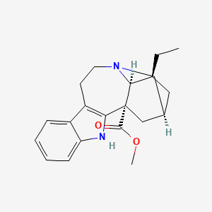 molecular formula C21H26N2O2 B1218666 Methyl 17-ethyl-3,13-diazapentacyclo[13.3.1.02,10.04,9.013,18]nonadeca-2(10),4,6,8-tetraene-1-carboxylate CAS No. 467-77-6