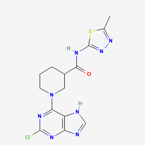 molecular formula C14H15ClN8OS B12186706 1-(2-chloro-9H-purin-6-yl)-N-(5-methyl-1,3,4-thiadiazol-2-yl)piperidine-3-carboxamide 