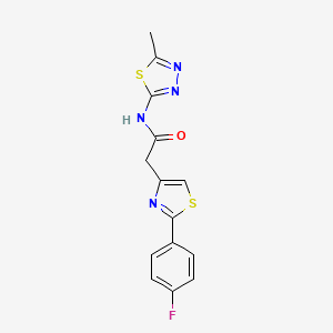 molecular formula C14H11FN4OS2 B12186730 2-[2-(4-fluorophenyl)-1,3-thiazol-4-yl]-N-[(2E)-5-methyl-1,3,4-thiadiazol-2(3H)-ylidene]acetamide 