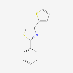 molecular formula C13H9NS2 B12186770 Thiazole, 2-phenyl-4-(2-thienyl)- CAS No. 113214-23-6