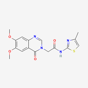 molecular formula C16H16N4O4S B12186809 2-(6,7-dimethoxy-4-oxoquinazolin-3(4H)-yl)-N-[(2Z)-4-methyl-1,3-thiazol-2(3H)-ylidene]acetamide 