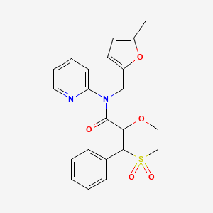 molecular formula C22H20N2O5S B12186810 N-[(5-methylfuran-2-yl)methyl]-3-phenyl-N-(pyridin-2-yl)-5,6-dihydro-1,4-oxathiine-2-carboxamide 4,4-dioxide 