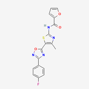 molecular formula C17H11FN4O3S B12186811 N-[(2Z)-5-[3-(4-fluorophenyl)-1,2,4-oxadiazol-5-yl]-4-methyl-1,3-thiazol-2(3H)-ylidene]furan-2-carboxamide 