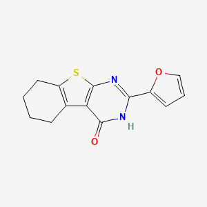 molecular formula C14H12N2O2S B1218684 2-(2-furanyl)-5,6,7,8-tetrahydro-3H-[1]benzothiolo[2,3-d]pyrimidin-4-one 