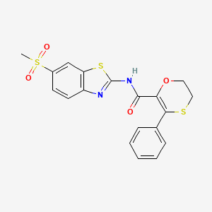 molecular formula C19H16N2O4S3 B12186860 N-[(2Z)-6-(methylsulfonyl)-1,3-benzothiazol-2(3H)-ylidene]-3-phenyl-5,6-dihydro-1,4-oxathiine-2-carboxamide 