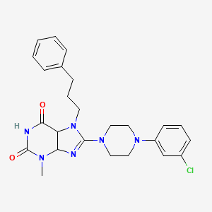 molecular formula C25H29ClN6O2 B12186952 8-[4-(3-Chlorophenyl)piperazin-1-yl]-3-methyl-7-(3-phenylpropyl)-4,5-dihydropurine-2,6-dione 
