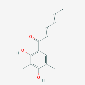 molecular formula C14H16O3 B1218698 1-(2,4-Dihydroxy-3,5-dimethylphenyl)hexa-2,4-dien-1-one 