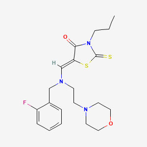 molecular formula C20H26FN3O2S2 B12186981 (5Z)-5-({(2-fluorobenzyl)[2-(morpholin-4-yl)ethyl]amino}methylidene)-3-propyl-2-thioxo-1,3-thiazolidin-4-one 