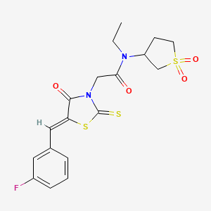 molecular formula C18H19FN2O4S3 B12187002 N-(1,1-dioxidotetrahydrothiophen-3-yl)-N-ethyl-2-[(5Z)-5-(3-fluorobenzylidene)-4-oxo-2-thioxo-1,3-thiazolidin-3-yl]acetamide 