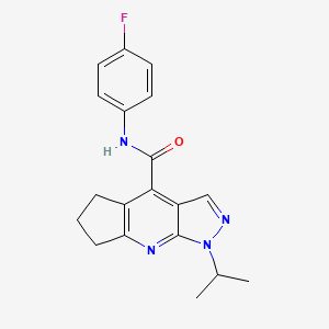molecular formula C19H19FN4O B12187064 N-(4-fluorophenyl)-1-(propan-2-yl)-1,5,6,7-tetrahydrocyclopenta[b]pyrazolo[4,3-e]pyridine-4-carboxamide 