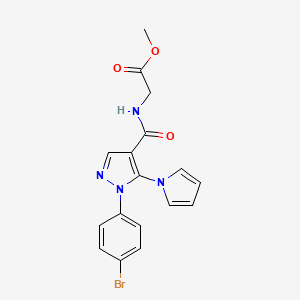 molecular formula C17H15BrN4O3 B12187075 methyl N-{[1-(4-bromophenyl)-5-(1H-pyrrol-1-yl)-1H-pyrazol-4-yl]carbonyl}glycinate 