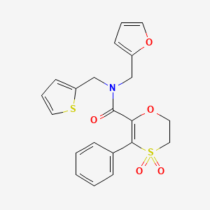 molecular formula C21H19NO5S2 B12187126 N-(furan-2-ylmethyl)-3-phenyl-N-(thiophen-2-ylmethyl)-5,6-dihydro-1,4-oxathiine-2-carboxamide 4,4-dioxide 