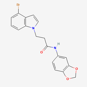 molecular formula C18H15BrN2O3 B12187137 N-(1,3-benzodioxol-5-yl)-3-(4-bromo-1H-indol-1-yl)propanamide 