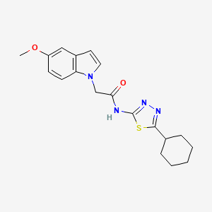 molecular formula C19H22N4O2S B12187215 N-(5-cyclohexyl-1,3,4-thiadiazol-2-yl)-2-(5-methoxy-1H-indol-1-yl)acetamide 