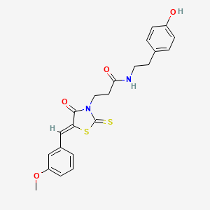 molecular formula C22H22N2O4S2 B12187221 N-[2-(4-hydroxyphenyl)ethyl]-3-[(5Z)-5-(3-methoxybenzylidene)-4-oxo-2-thioxo-1,3-thiazolidin-3-yl]propanamide 