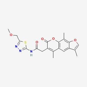 molecular formula C20H19N3O5S B12187285 N-[(2Z)-5-(methoxymethyl)-1,3,4-thiadiazol-2(3H)-ylidene]-2-(3,5,9-trimethyl-7-oxo-7H-furo[3,2-g]chromen-6-yl)acetamide 