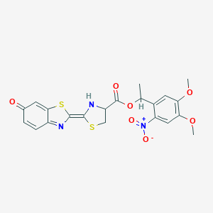 molecular formula C21H19N3O7S2 B121873 DL-Luciferin (firefly) 1-(4,5-dimethoxy-2-nitrophenyl)ethyl ester CAS No. 154140-55-3