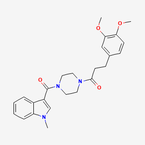 molecular formula C25H29N3O4 B12187341 3-(3,4-dimethoxyphenyl)-1-{4-[(1-methyl-1H-indol-3-yl)carbonyl]piperazin-1-yl}propan-1-one 