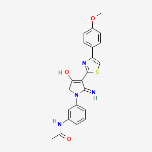 molecular formula C22H20N4O3S B12187377 N-(3-{4-hydroxy-2-imino-3-[4-(4-methoxyphenyl)-1,3-thiazol-2-yl]-2,5-dihydro-1H-pyrrol-1-yl}phenyl)acetamide 