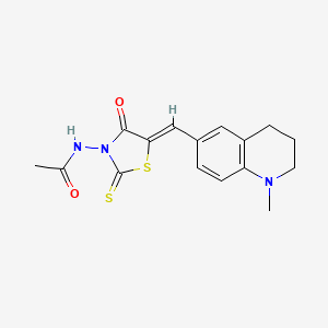 molecular formula C16H17N3O2S2 B12187395 N-{(5Z)-5-[(1-methyl-1,2,3,4-tetrahydroquinolin-6-yl)methylidene]-4-oxo-2-thioxo-1,3-thiazolidin-3-yl}acetamide 