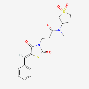 molecular formula C18H20N2O5S2 B12187486 3-[(5Z)-5-benzylidene-2,4-dioxo-1,3-thiazolidin-3-yl]-N-(1,1-dioxothiolan-3-yl)-N-methylpropanamide 