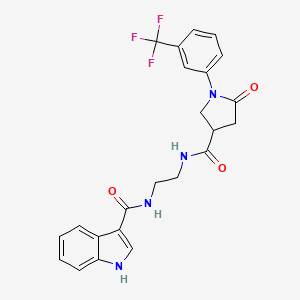 molecular formula C23H21F3N4O3 B12187512 N-{2-[({5-oxo-1-[3-(trifluoromethyl)phenyl]pyrrolidin-3-yl}carbonyl)amino]ethyl}-1H-indole-3-carboxamide 
