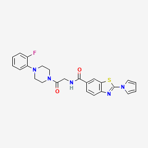 molecular formula C24H22FN5O2S B12187513 N-{2-[4-(2-fluorophenyl)piperazin-1-yl]-2-oxoethyl}-2-(1H-pyrrol-1-yl)-1,3-benzothiazole-6-carboxamide 