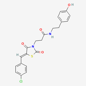molecular formula C21H19ClN2O4S B12187553 3-[(5Z)-5-(4-chlorobenzylidene)-2,4-dioxo-1,3-thiazolidin-3-yl]-N-[2-(4-hydroxyphenyl)ethyl]propanamide 