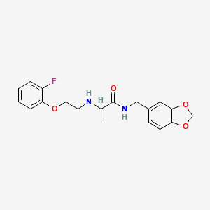 molecular formula C19H21FN2O4 B12187581 N-[(2H-1,3-benzodioxol-5-yl)methyl]-2-{[2-(2-fluorophenoxy)ethyl]amino}propanamide 