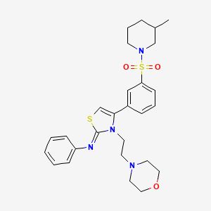 molecular formula C27H34N4O3S2 B12187587 N-[(2Z)-4-{3-[(3-methylpiperidin-1-yl)sulfonyl]phenyl}-3-[2-(morpholin-4-yl)ethyl]-1,3-thiazol-2(3H)-ylidene]aniline 