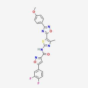 molecular formula C23H15F2N5O4S B12187602 5-(3,4-difluorophenyl)-N-[(2Z)-5-[3-(4-methoxyphenyl)-1,2,4-oxadiazol-5-yl]-4-methyl-1,3-thiazol-2(3H)-ylidene]-1,2-oxazole-3-carboxamide 