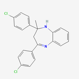 molecular formula C22H18Cl2N2 B12187614 1H-1,5-Benzodiazepine, 2,4-bis(4-chlorophenyl)-2,3-dihydro-2-methyl- CAS No. 89586-98-1