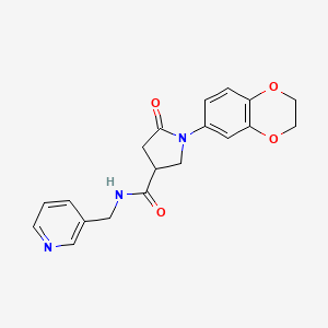 molecular formula C19H19N3O4 B12187644 1-(2,3-dihydro-1,4-benzodioxin-6-yl)-5-oxo-N-(pyridin-3-ylmethyl)pyrrolidine-3-carboxamide 