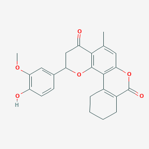 molecular formula C24H22O6 B12187665 2-(4-hydroxy-3-methoxyphenyl)-5-methyl-2,3,9,10,11,12-hexahydro-4H,8H-benzo[c]pyrano[2,3-f]chromene-4,8-dione 