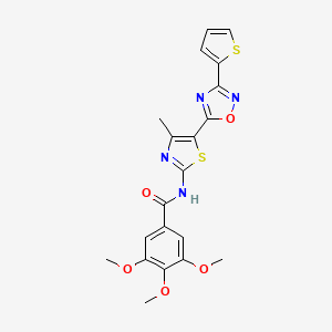 molecular formula C20H18N4O5S2 B12187675 3,4,5-trimethoxy-N-[(2Z)-4-methyl-5-[3-(thiophen-2-yl)-1,2,4-oxadiazol-5-yl]-1,3-thiazol-2(3H)-ylidene]benzamide 