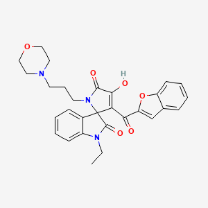 molecular formula C29H29N3O6 B12187680 3'-(1-benzofuran-2-ylcarbonyl)-1-ethyl-4'-hydroxy-1'-[3-(morpholin-4-yl)propyl]spiro[indole-3,2'-pyrrole]-2,5'(1H,1'H)-dione 