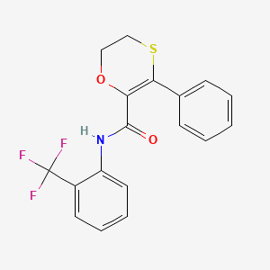 molecular formula C18H14F3NO2S B12187753 3-phenyl-N-[2-(trifluoromethyl)phenyl]-5,6-dihydro-1,4-oxathiine-2-carboxamide 