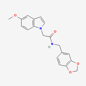 molecular formula C19H18N2O4 B12187817 N-(1,3-benzodioxol-5-ylmethyl)-2-(5-methoxy-1H-indol-1-yl)acetamide 
