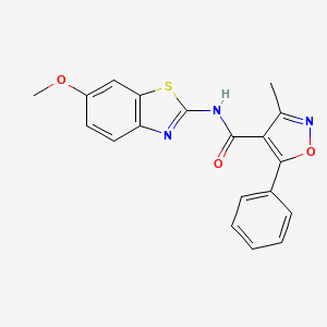 molecular formula C19H15N3O3S B12187850 N-(6-methoxy-1,3-benzothiazol-2-yl)-3-methyl-5-phenyl-1,2-oxazole-4-carboxamide 
