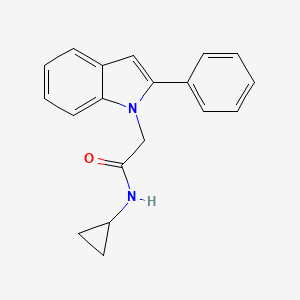 molecular formula C19H18N2O B12187873 N-cyclopropyl-2-(2-phenyl-1H-indol-1-yl)acetamide 