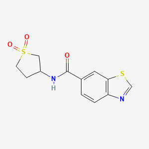 molecular formula C12H12N2O3S2 B12187936 N-(1,1-dioxidotetrahydrothiophen-3-yl)-1,3-benzothiazole-6-carboxamide 