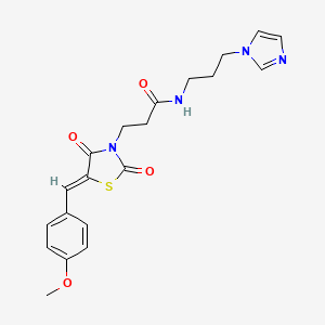 molecular formula C20H22N4O4S B12187972 N-[3-(1H-imidazol-1-yl)propyl]-3-[(5Z)-5-(4-methoxybenzylidene)-2,4-dioxo-1,3-thiazolidin-3-yl]propanamide 