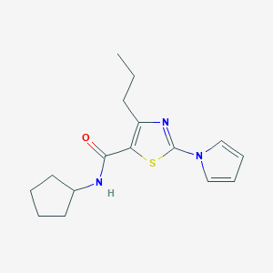 molecular formula C16H21N3OS B12188015 N-cyclopentyl-4-propyl-2-(1H-pyrrol-1-yl)-1,3-thiazole-5-carboxamide 