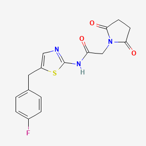 molecular formula C16H14FN3O3S B12188017 2-(2,5-dioxopyrrolidin-1-yl)-N-[5-(4-fluorobenzyl)-1,3-thiazol-2-yl]acetamide 
