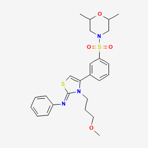 molecular formula C25H31N3O4S2 B12188162 N-[(2Z)-4-{3-[(2,6-dimethylmorpholin-4-yl)sulfonyl]phenyl}-3-(3-methoxypropyl)-1,3-thiazol-2(3H)-ylidene]aniline 
