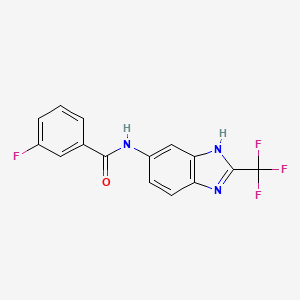 molecular formula C15H9F4N3O B12188182 3-fluoro-N-[2-(trifluoromethyl)-1H-benzimidazol-5-yl]benzamide 