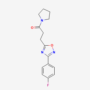 molecular formula C15H16FN3O2 B12188193 3-[3-(4-Fluorophenyl)-1,2,4-oxadiazol-5-yl]-1-(pyrrolidin-1-yl)propan-1-one 